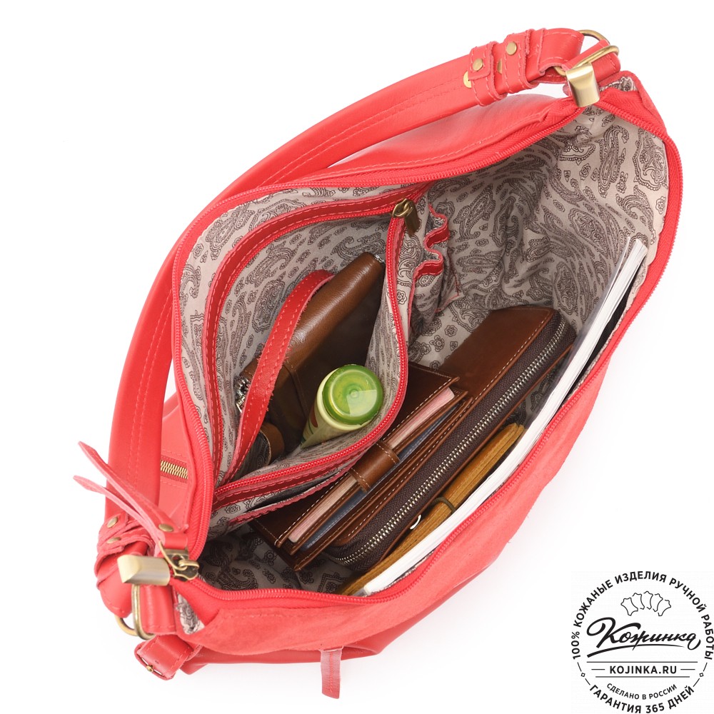  Женская кожаная сумка "Эмилия" (красная)